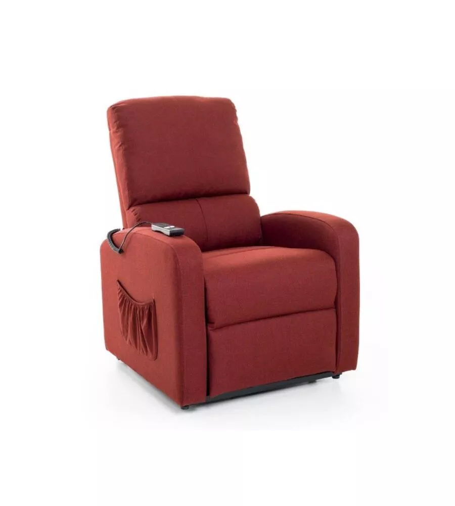 Poltrona relax con recliner elettrico "fiorella" rossa, 75x78x110 cm